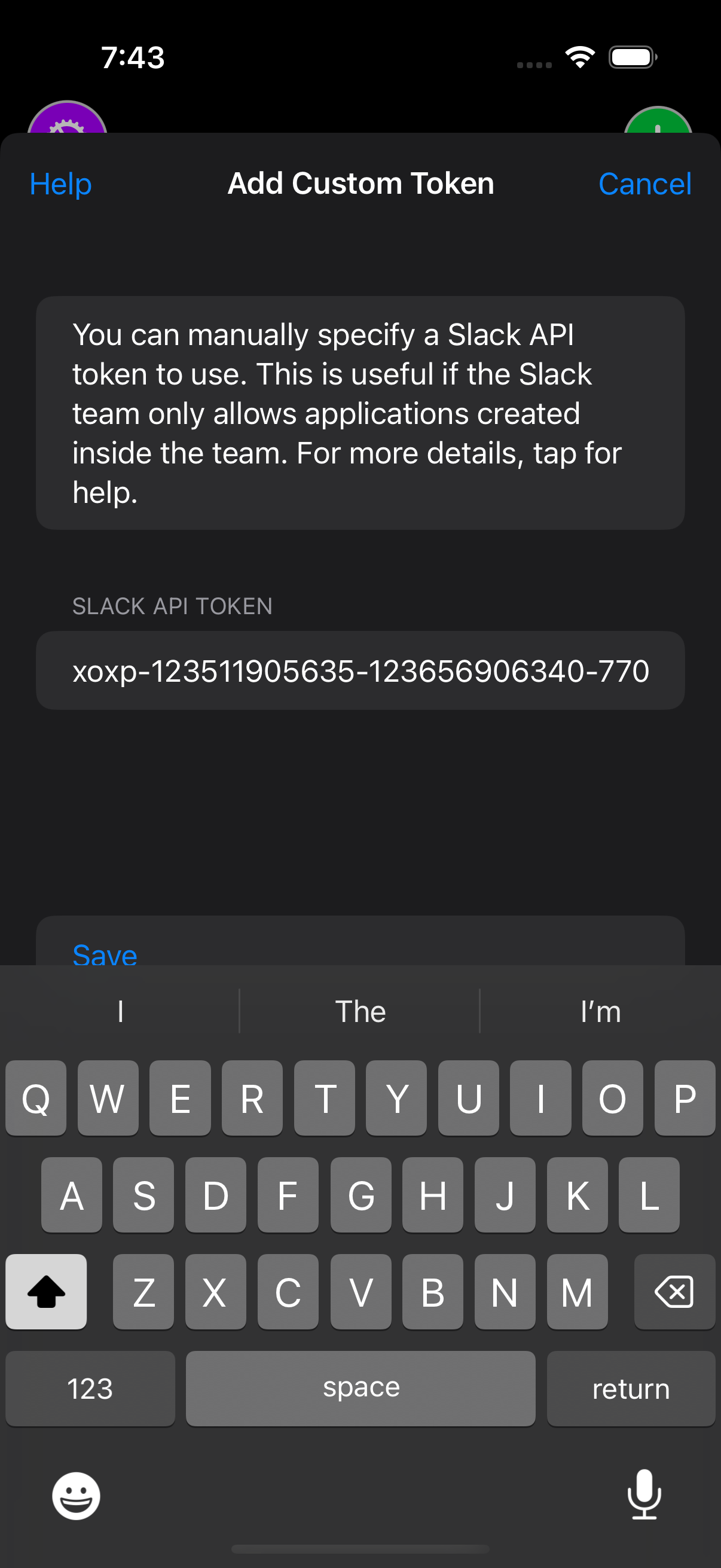 Add the token to the app